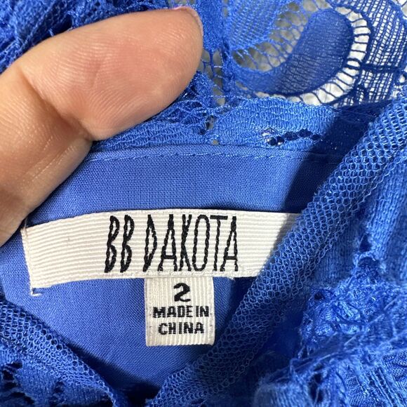 BB Dakota Lace Dress Sz 2 Royal Blue Fit & Flare Cocktail Party Wedding Guest - Picture 6 of 15